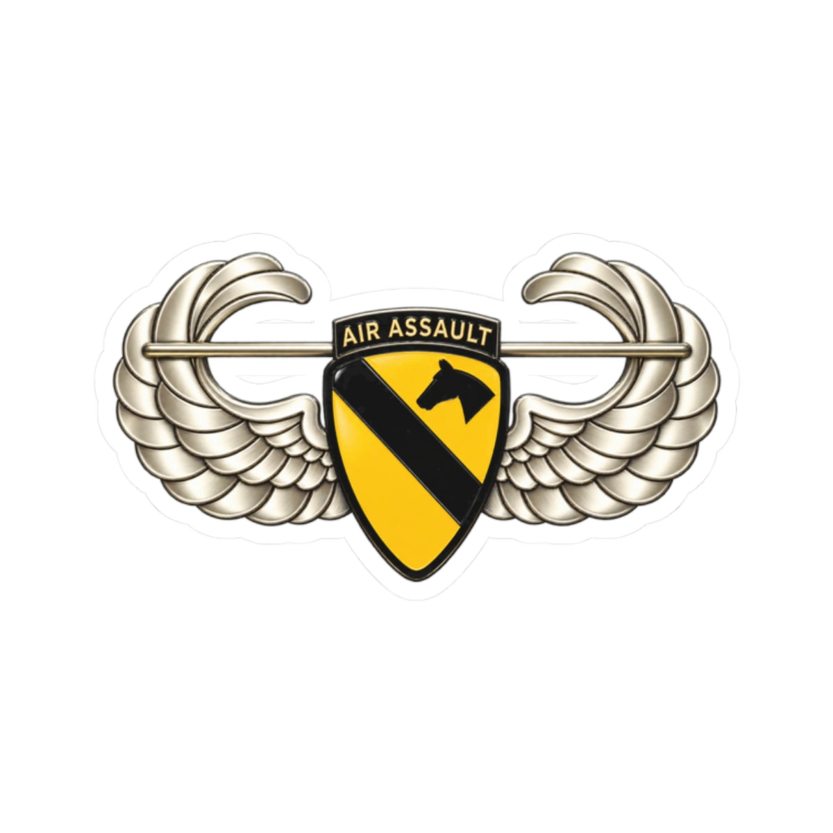Kiss-Cut Stickers - 1st Cavalry Division w Air Assault Tab on Airborne Badge wo Txt - 3D - Transparent