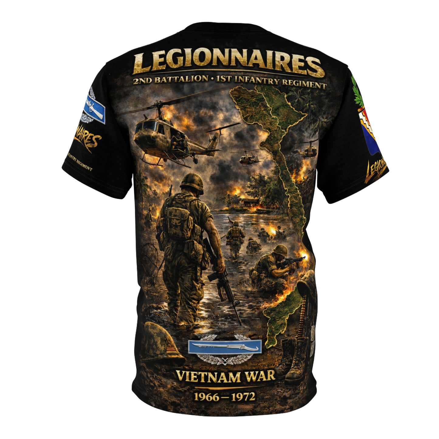 2nd Battalion 1st Infantry "Legionnaires" All-Over Print Tee — Vietnam Tribute with CIB