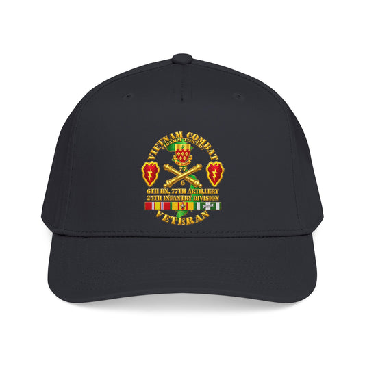 Mid Profile Baseball Cap - Army - Vietnam Combat Veteran w 6th Bn 77th Artillery DUI -25th Infantry Div - 3D - Transparent