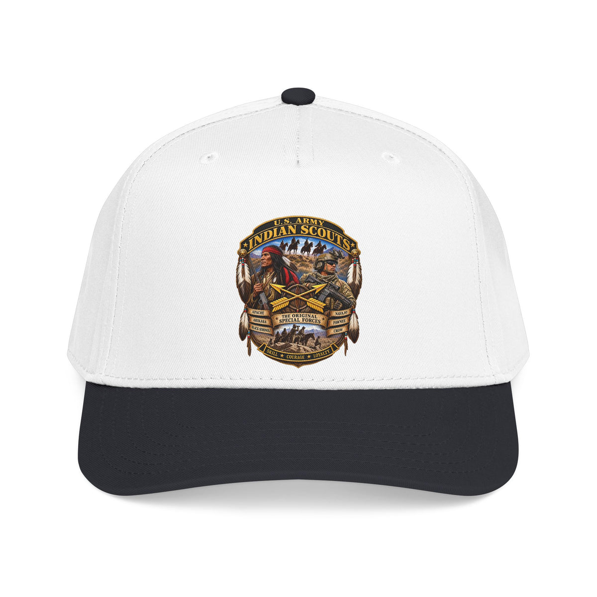 Mid Profile Baseball Cap - United States Indian Scouts (USS) - Original Special Forces - 3D - Enhanced