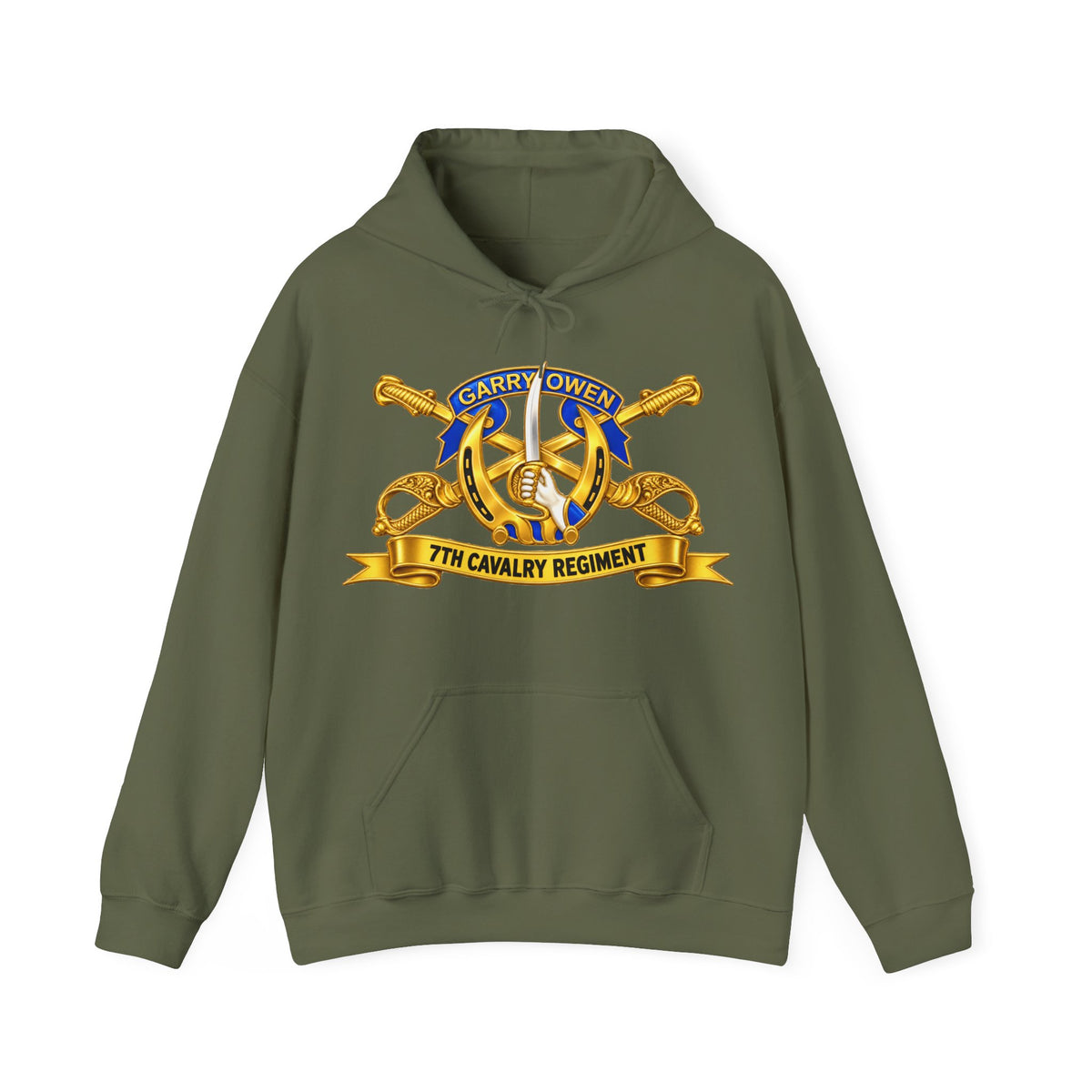 Hoodie — 7th Cavalry Regiment - DUI, Br, Ribbon wo Scene - 3D - Transparent