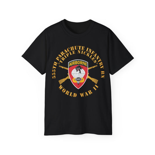 Unisex Ultra Cotton Tee - 555th Infantry Parachute Bn SSI - Triple Nickles - WWII w Infantry Branch