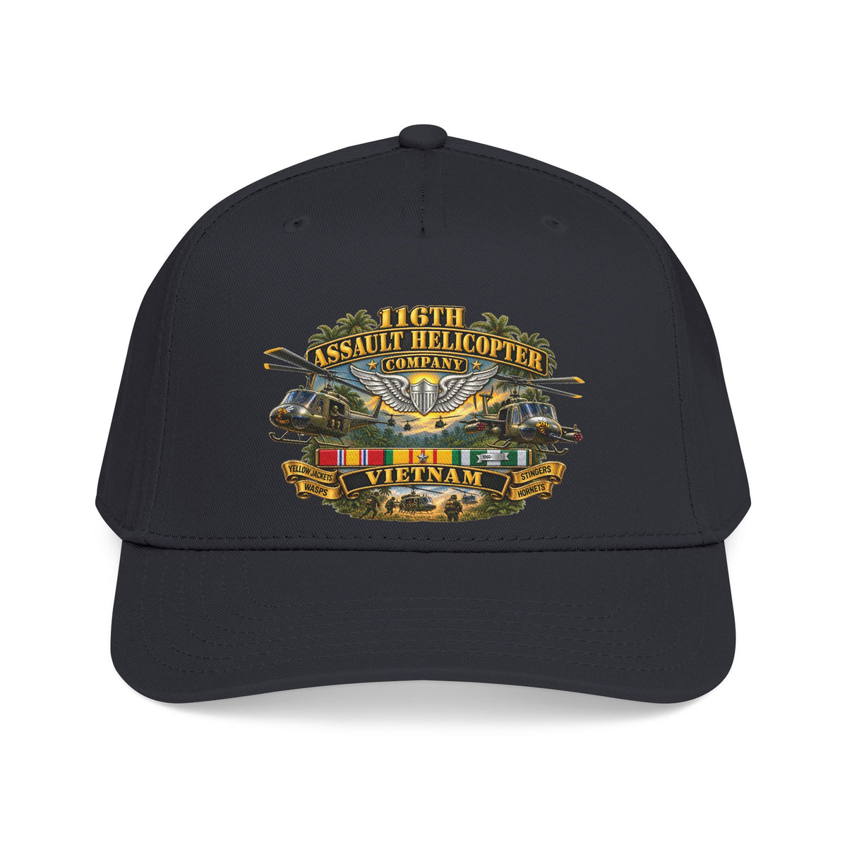 Mid Profile Baseball Cap - Army - 116th Assault Helicopter Co w  Aviator Badge w VN SVC - HORNETS - 3D - Enhanced