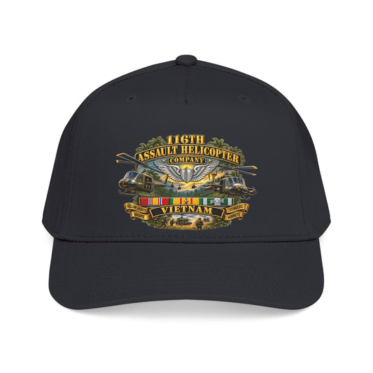 Mid Profile Baseball Cap - Army - 116th Assault Helicopter Co w  Aviator Badge w VN SVC - HORNETS - 3D - Enhanced