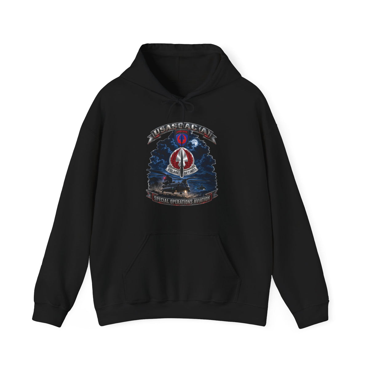 Hoodie — USA Special Operations Aviation Command (Airborne) - SSI, DUI with Scene - 3D - Enhanced