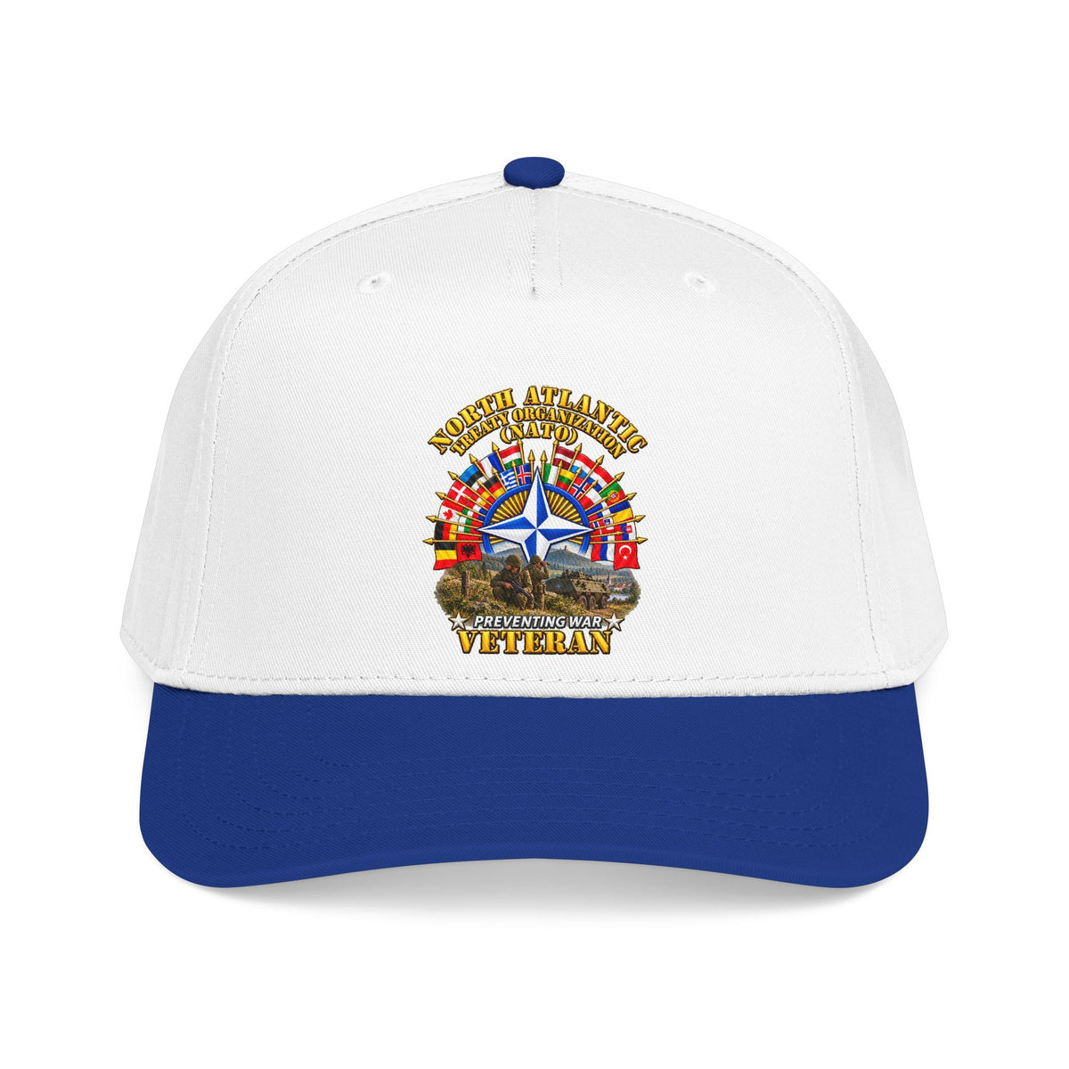 Mid Profile Baseball Cap - NATO - Polished NATO Veteran - with flags - Military Scene - 3D - Transparent