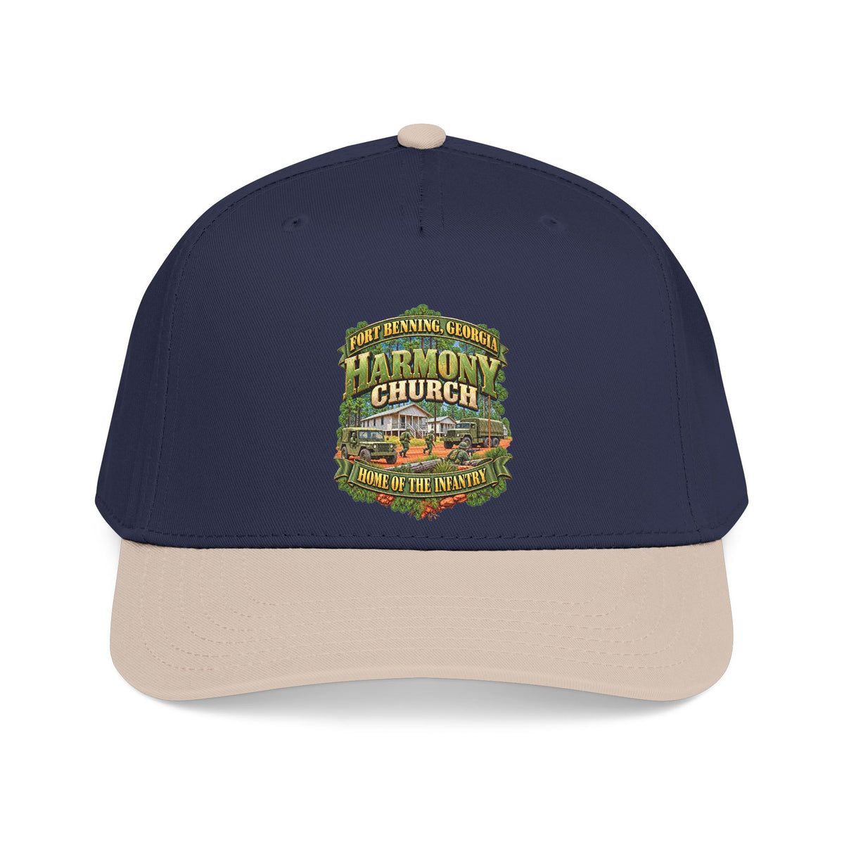 Mid Profile Baseball Cap - Fort Benning, Georgia, Harmony Church - Home of the Infantry - 3D - Enhanced