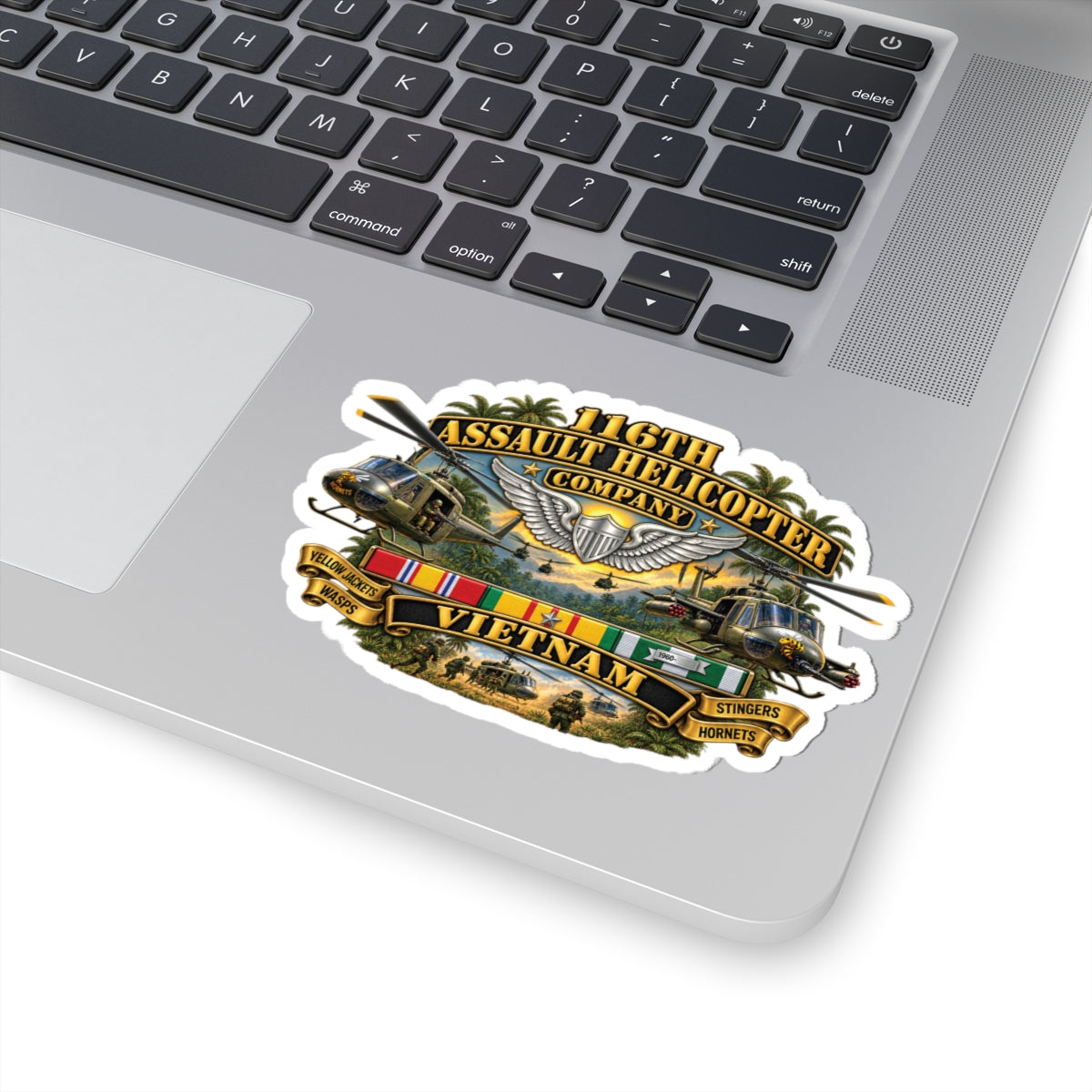 Kiss-Cut Stickers - Army - 116th Assault Helicopter Co w  Aviator Badge w VN SVC - HORNETS - 3D - Enhanced