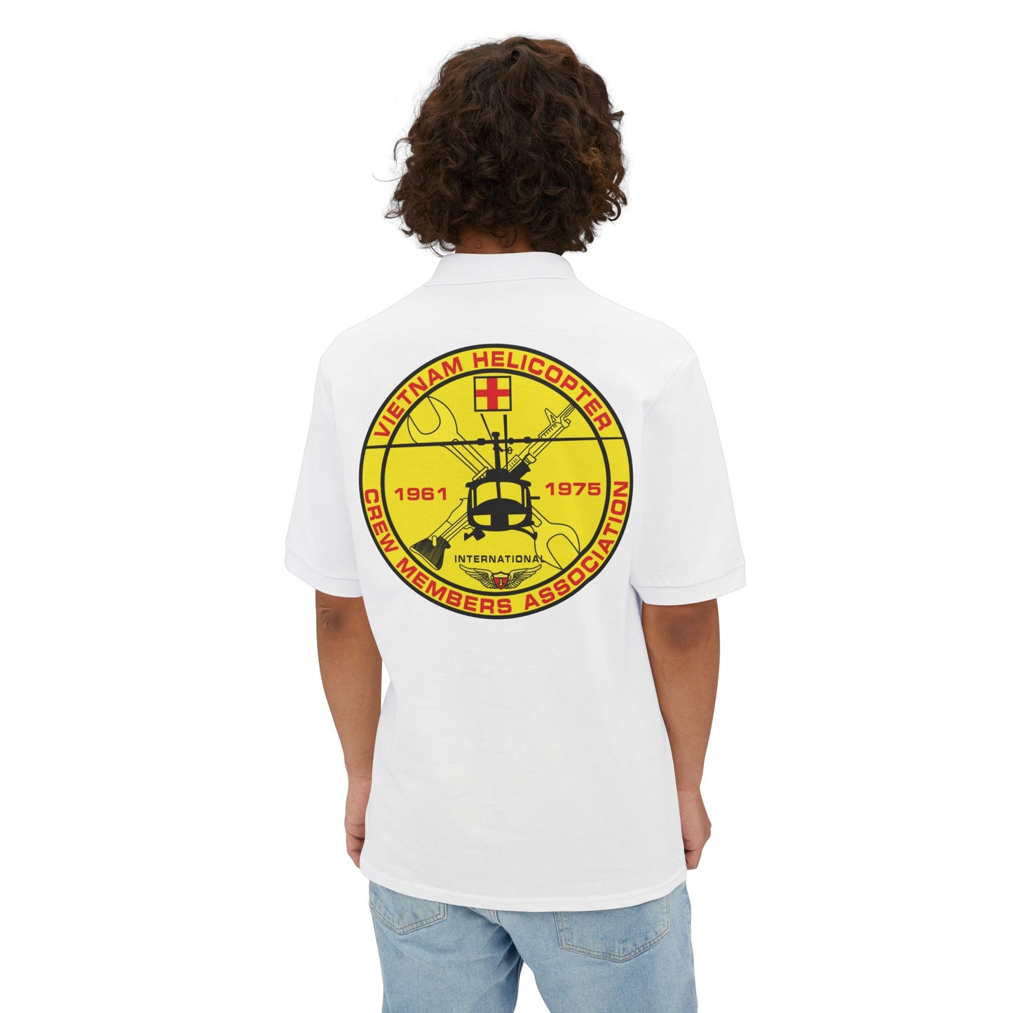 Men's Casual Piqué Polo - Vietnam Helicopter