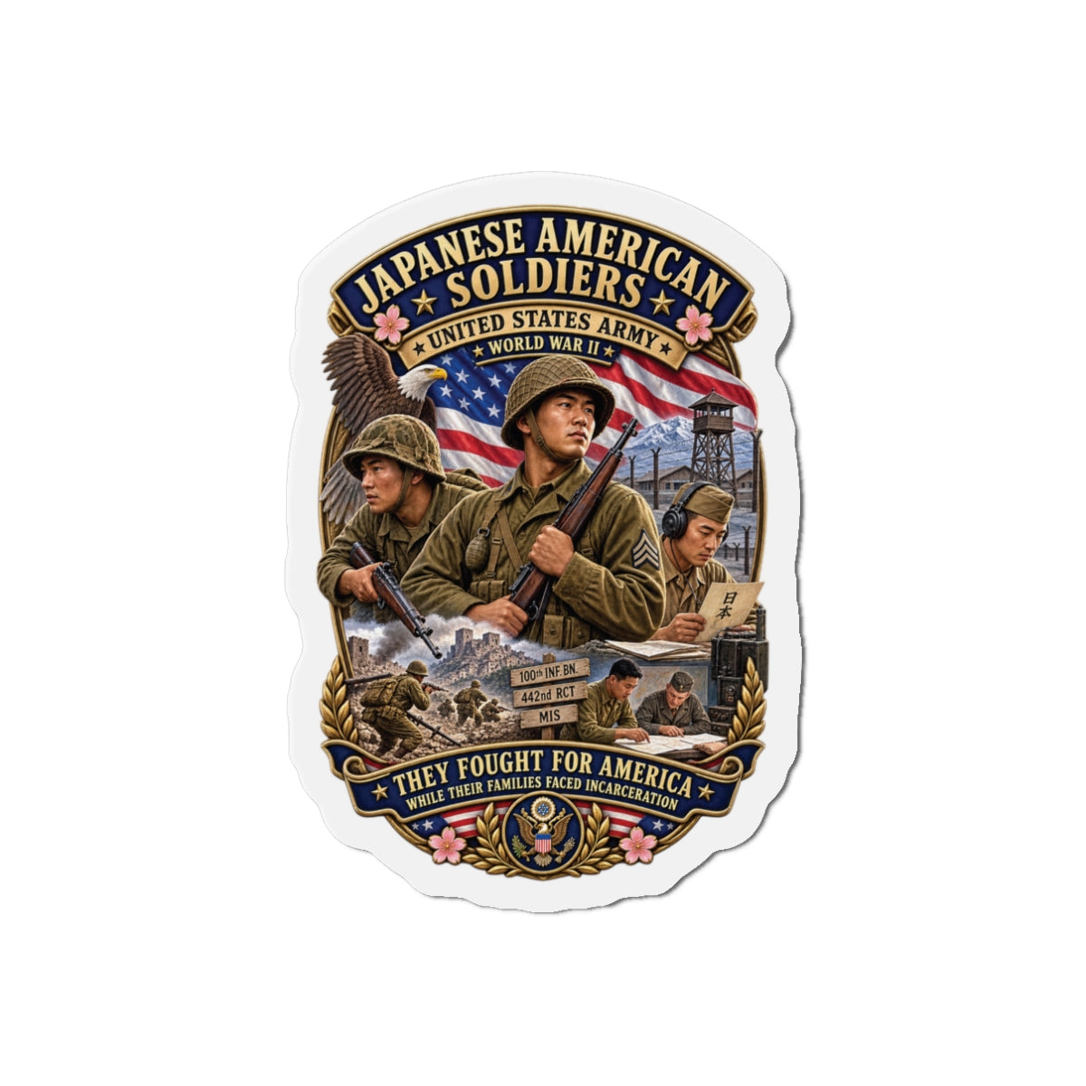 Die-Cut Magnets — Japanese American WWII Soldiers - 3D - Enhanced