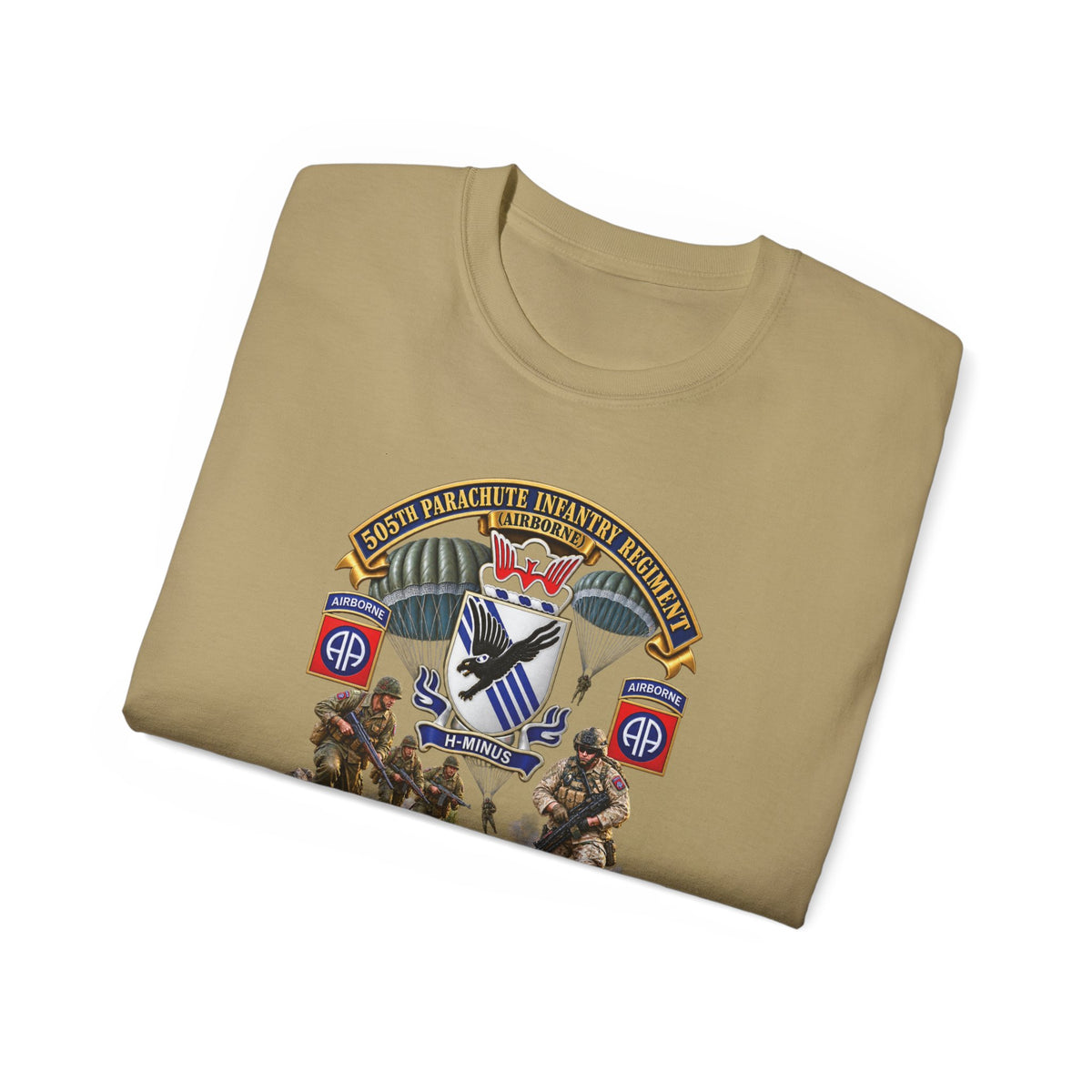 Unisex Ultra Cotton Tee - Army - Combat Vet w 505th PIR - 82nd Airborne  w Campaigns - Soldiers - SSI - 3D - Enhanced