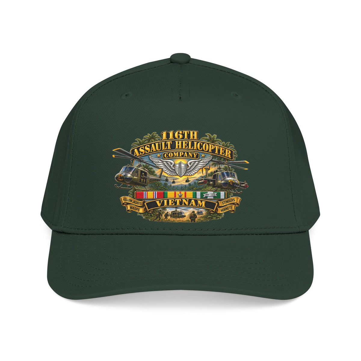 Mid Profile Baseball Cap - Army - 116th Assault Helicopter Co w  Aviator Badge w VN SVC - HORNETS - 3D - Enhanced
