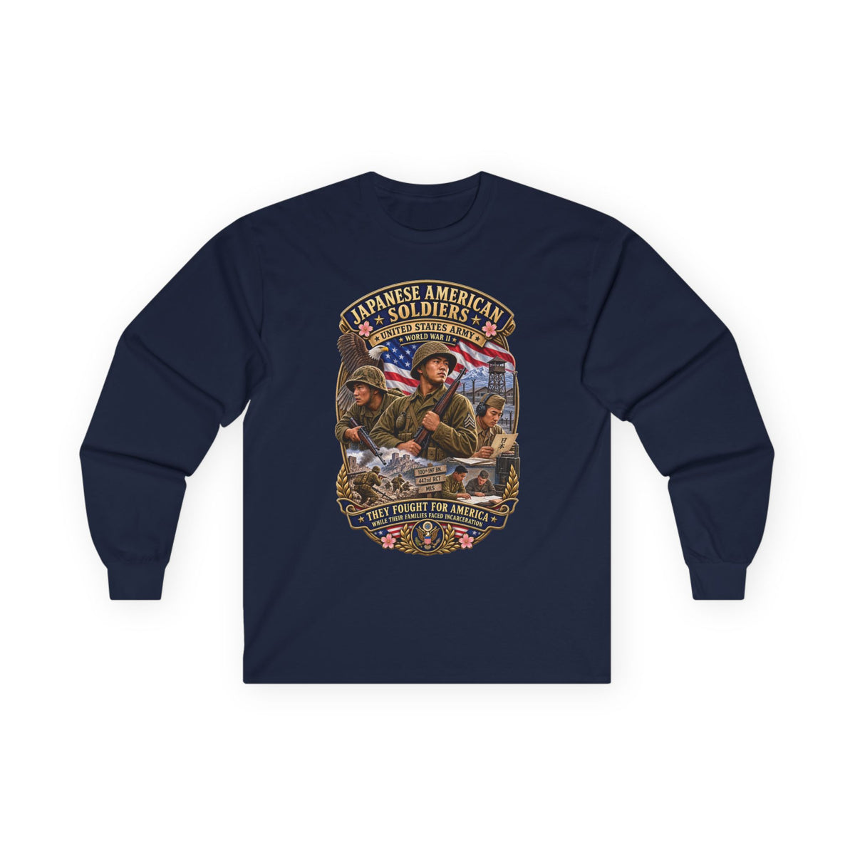 Unisex Ultra Cotton Long Sleeve Tee - Japanese American WWII Soldiers - 3D - Enhanced