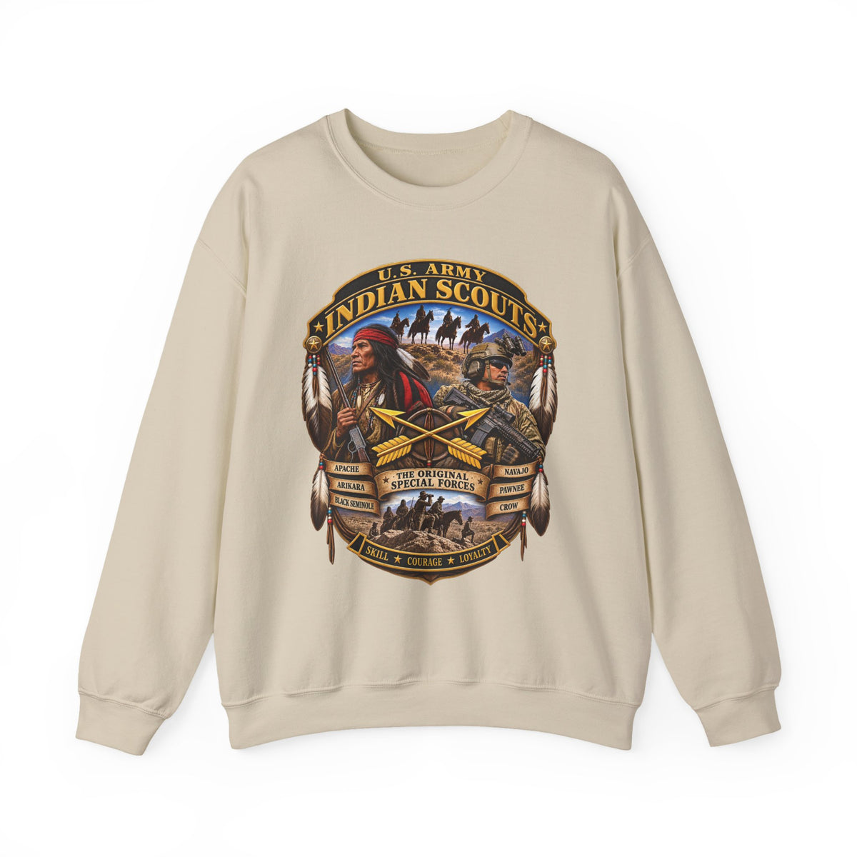 Crewneck Sweatshirt - United States Indian Scouts (USS) - Original Special Forces - 3D - Enhanced