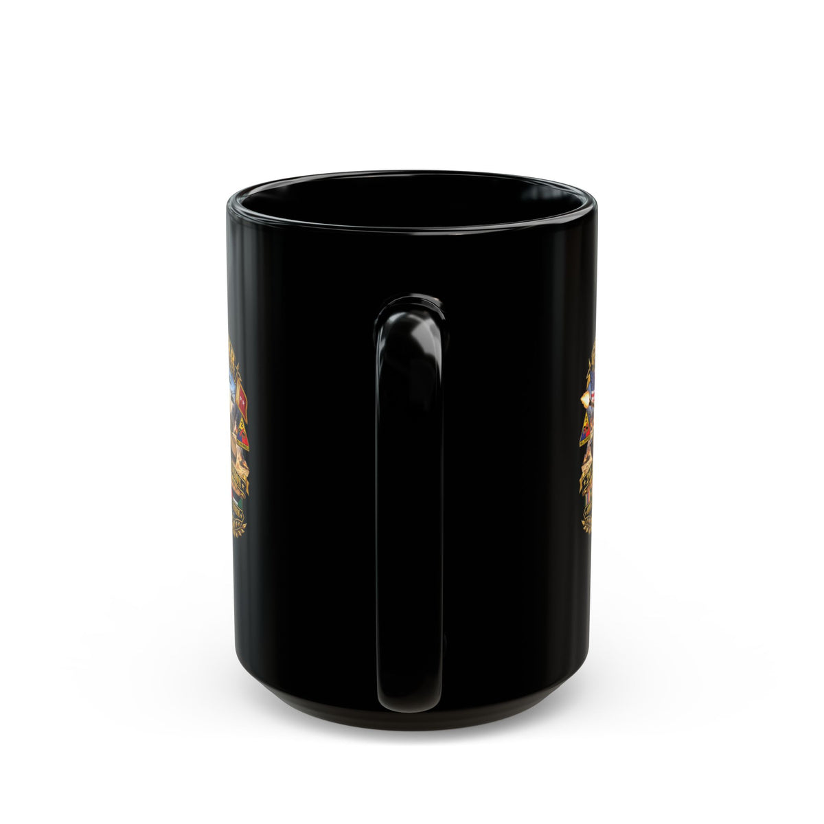 Black Mug  (15oz) - Army - Desert Storm - 2nd Armored Div - Combat Vereran Veteran w GULF SVC - 3D - Enhanced