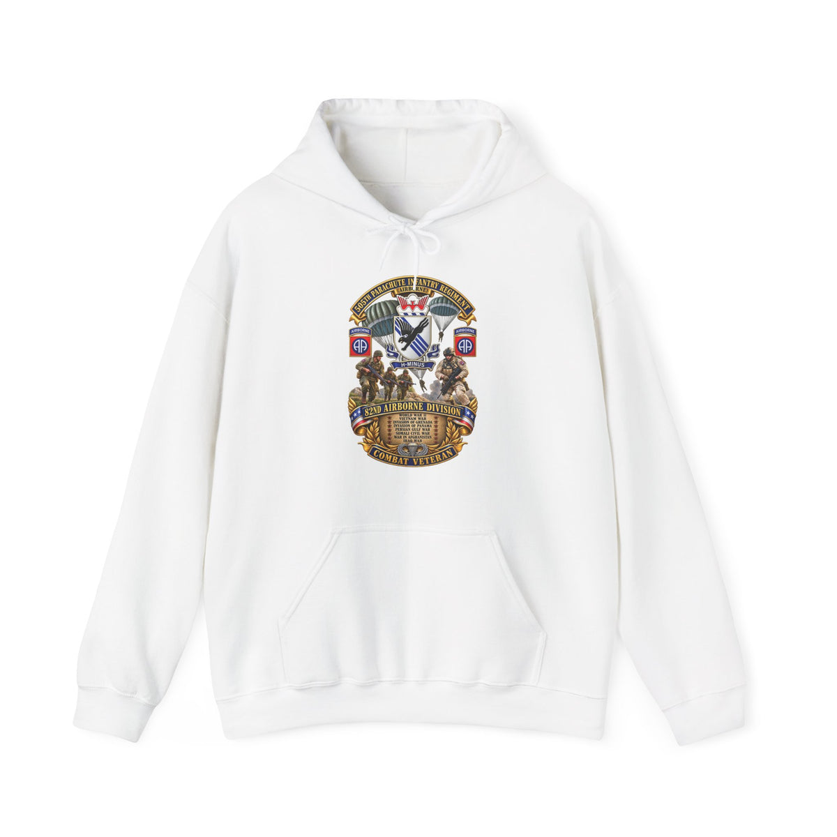 Hoodie — Army - Combat Vet w 505th PIR - 82nd Airborne  w Campaigns - Soldiers - SSI - 3D - Enhanced