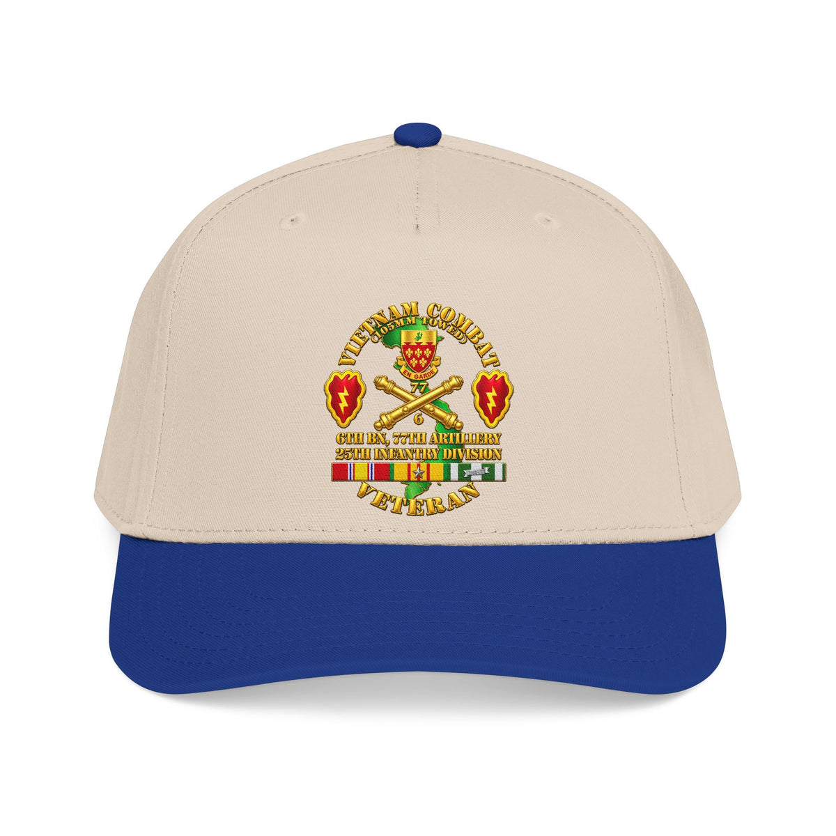Mid Profile Baseball Cap - Army - Vietnam Combat Veteran w 6th Bn 77th Artillery DUI -25th Infantry Div - 3D - Transparent