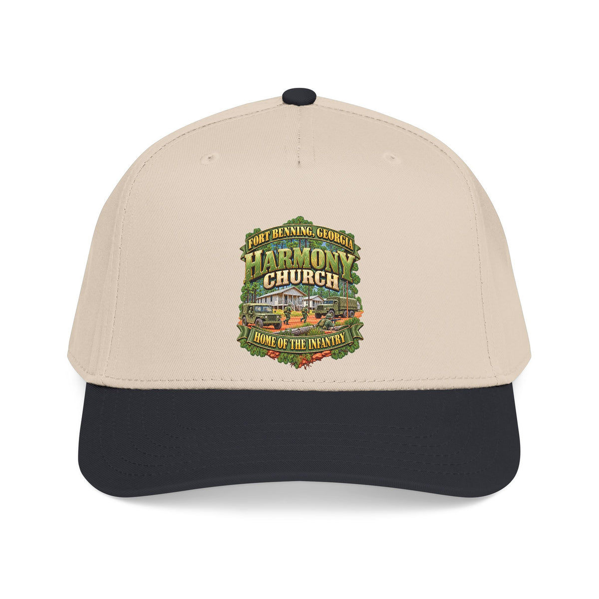 Mid Profile Baseball Cap - Fort Benning, Georgia, Harmony Church - Home of the Infantry - 3D - Enhanced