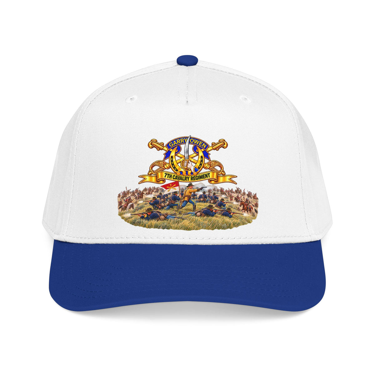 Mid Profile Baseball Cap - 7th Cavalry Regiment - DUI, Br, Ribbon w  Battle of Little Big Horn Scene - 3D - Transparent