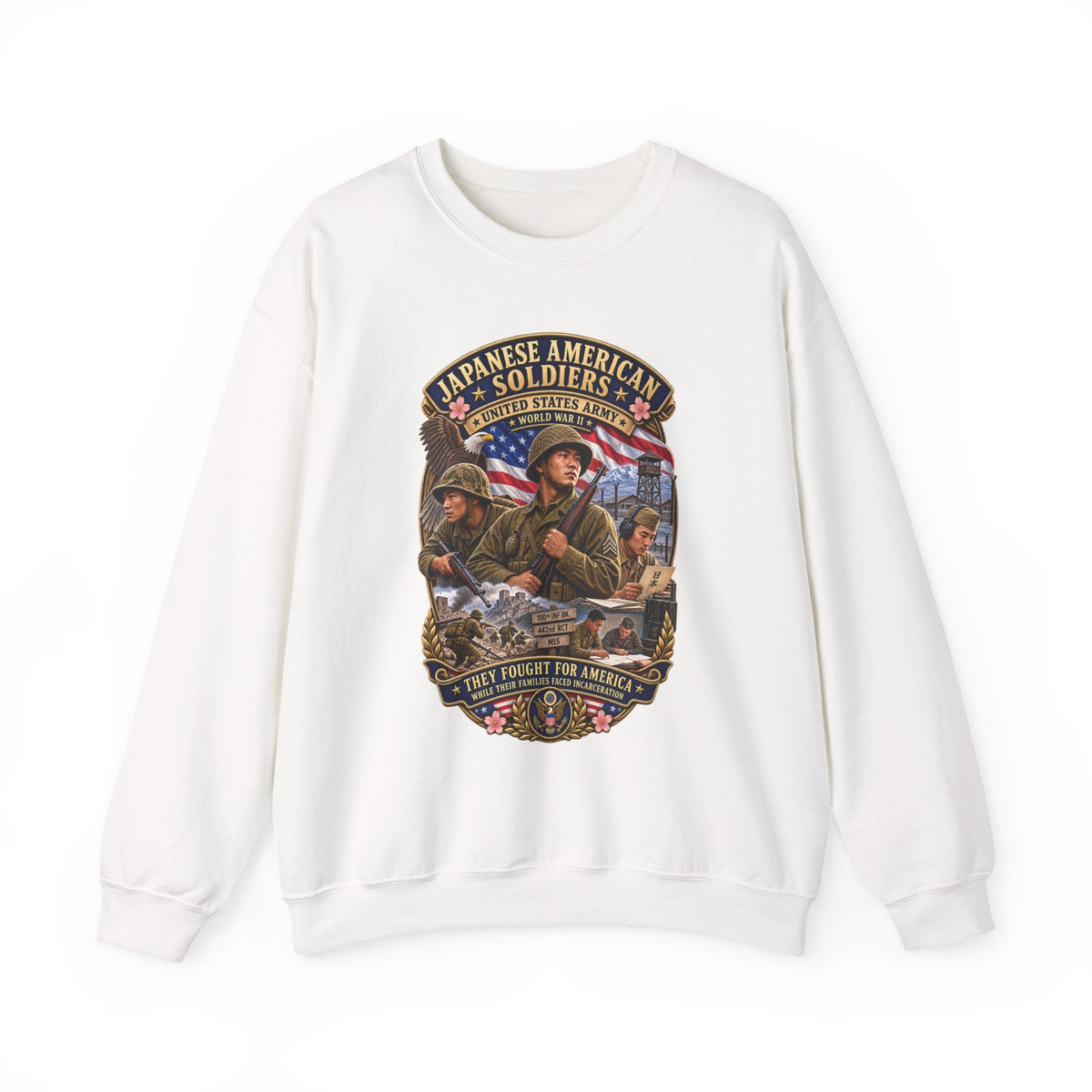 Crewneck Sweatshirt - Japanese American WWII Soldiers - 3D - Enhanced