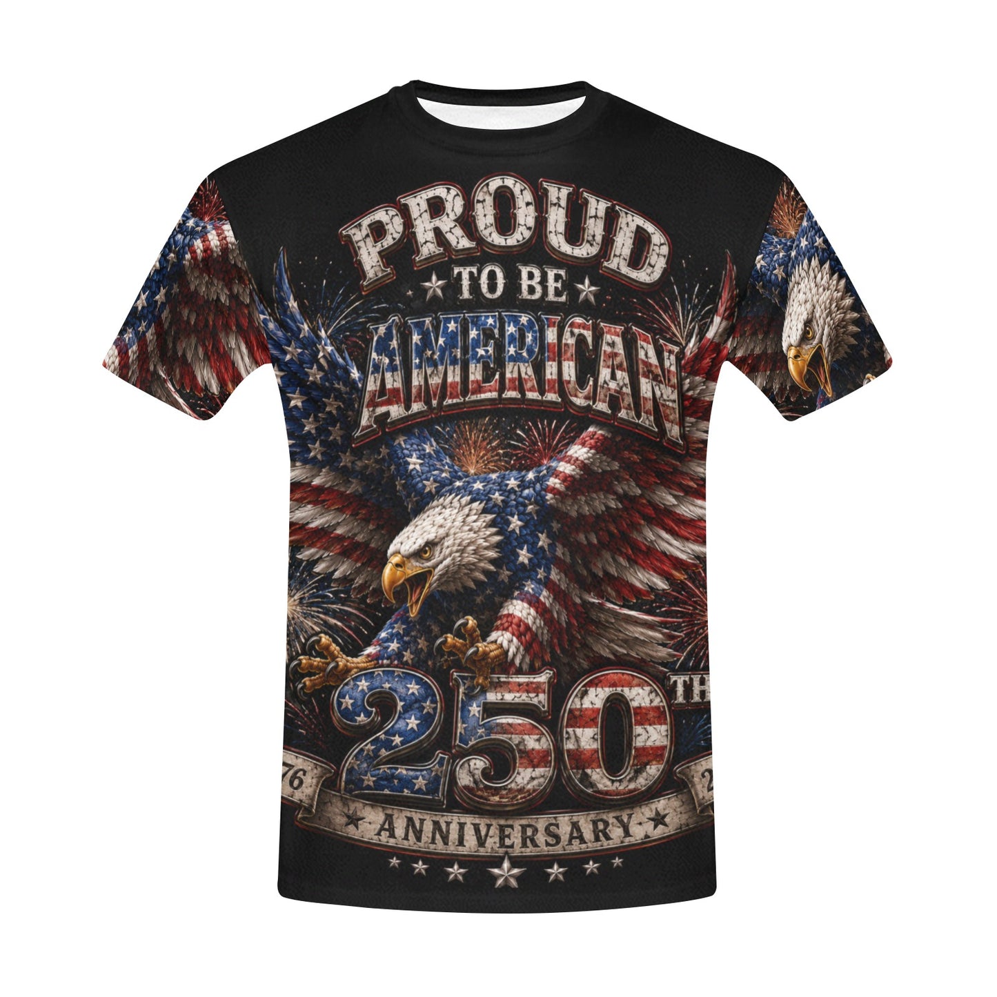 Proud to be American - 250th anniversary w Fireworks Men's All Over Print Crew Neck T-Shirt